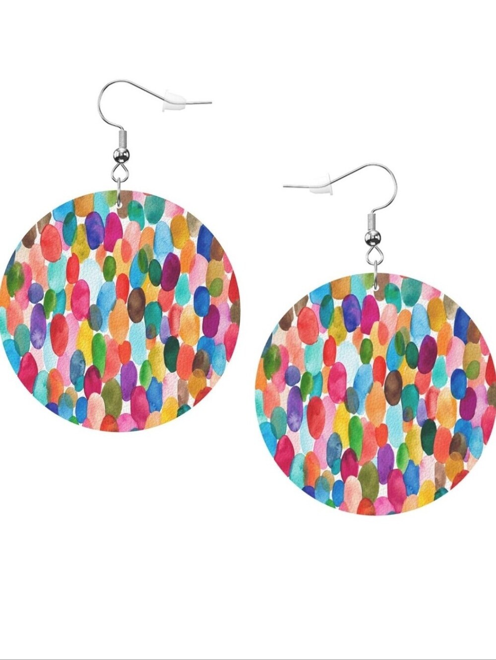 Colorful Watercolor Dot Round Dangle Earrings